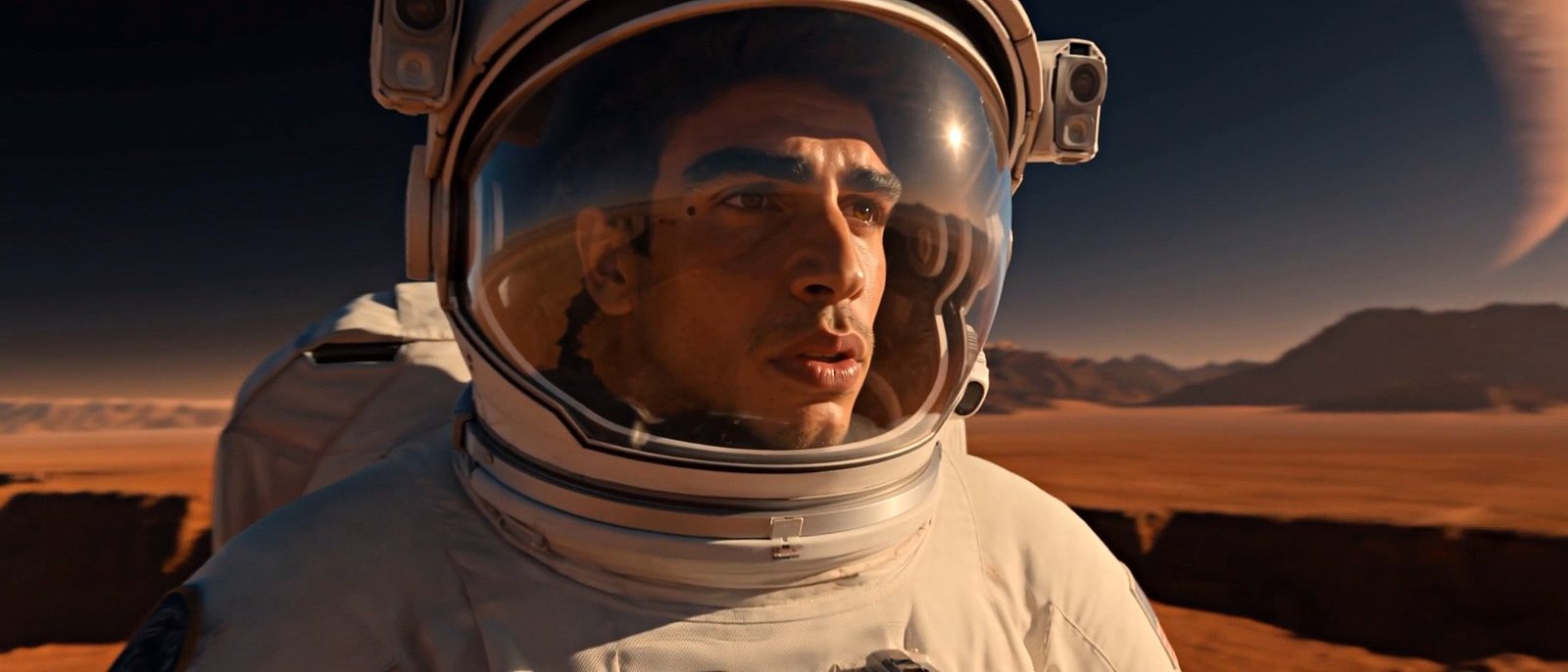 An astronaut on the Martian surface